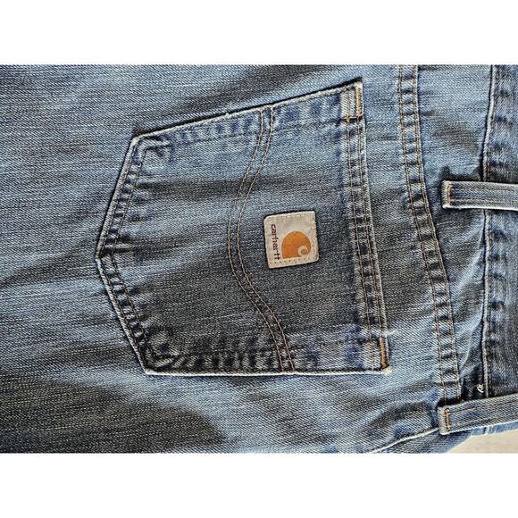 Carhartt Men 40X30 Blue Traditional Fit Work Denim Jeans Pants Medium Wash Chore - Picture 2 of 12